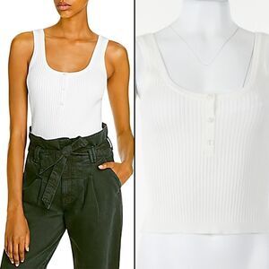 LINI Womens Callie Ribbed Knit Scoop Neck Tank Top Ivory